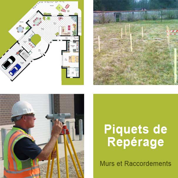 Piquets d'implantation de construction et chantier