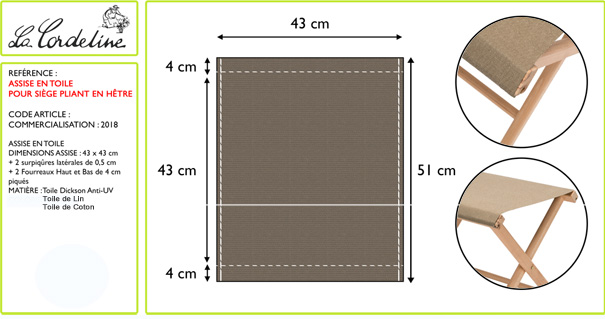 fiche toile du tabouret pliant